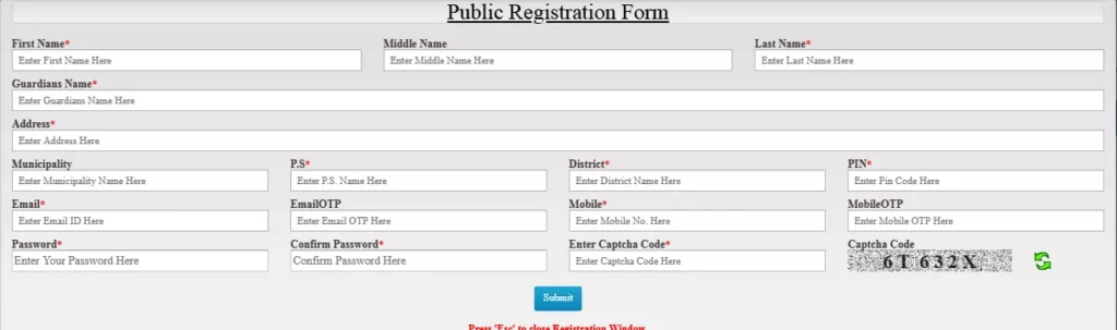 public registration form